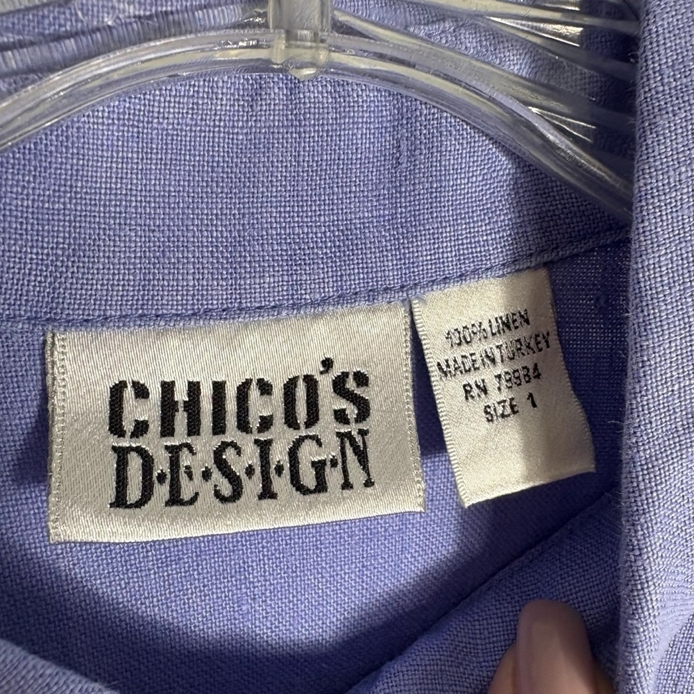 CHICO’s DESIGN 100% Linen Button-Up Shirt — Vintage??? — Size 1 — Missing Button - Picture 7 of 10